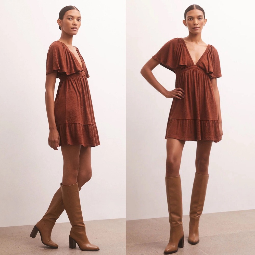 Z Supply Women's Winona Knit Mini Dress in Dark Rosewood Size XL
